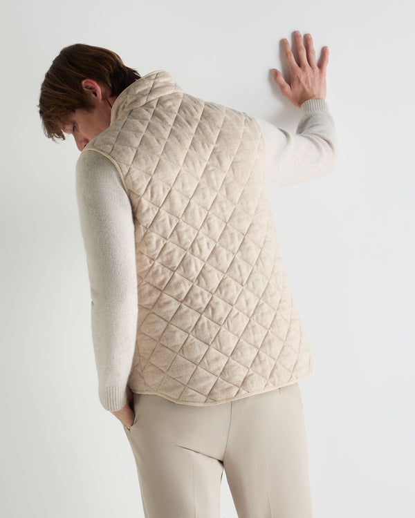 N.peal Men's Diamond Gilet In Beige Brown