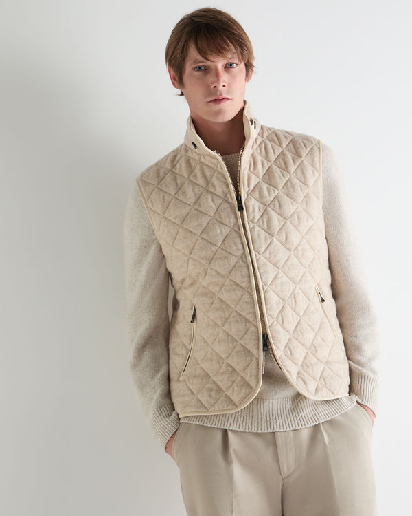 n.peal Men's Diamond Gilet In Beige Brown