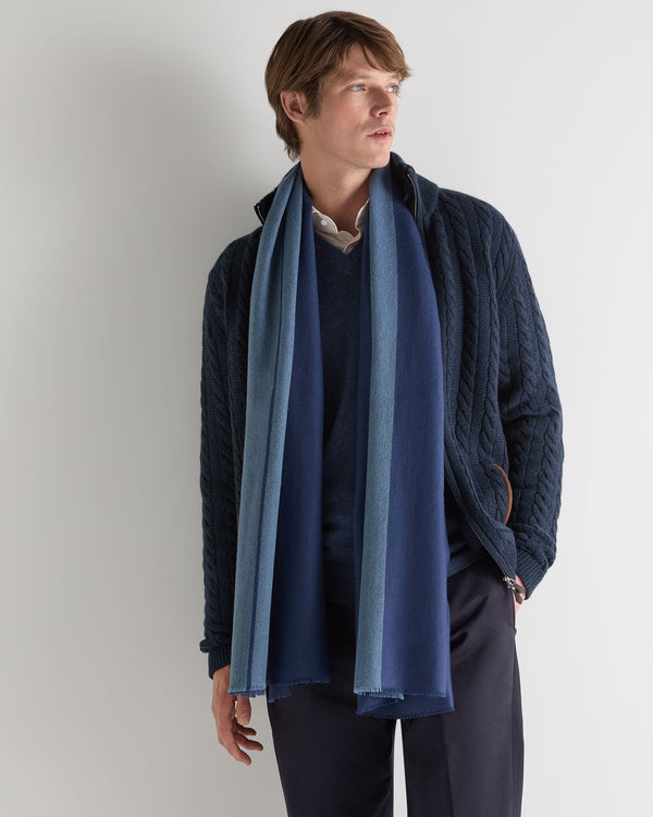 N.peal Men's Geo Cashmere Pashmina In Navy Blue