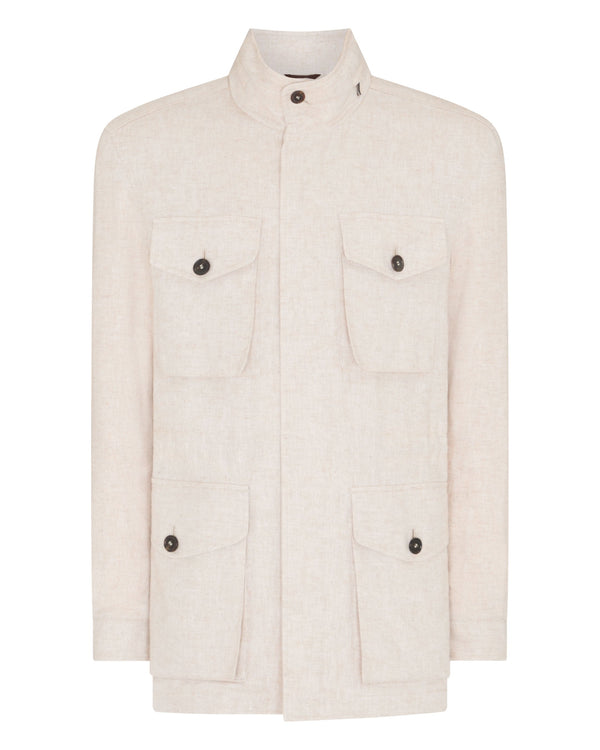 N.peal Men's Hampton Linen Jacket In Beige Brown