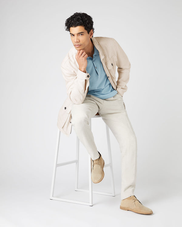 N.peal Men's Hampton Linen Jacket In Beige Brown
