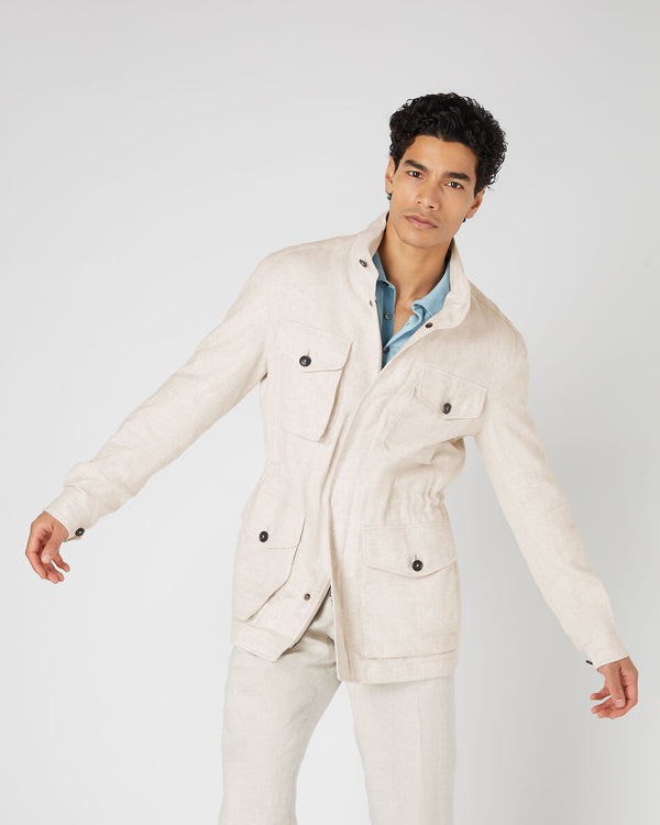 n.peal Men's Hampton Linen Jacket In Beige Brown