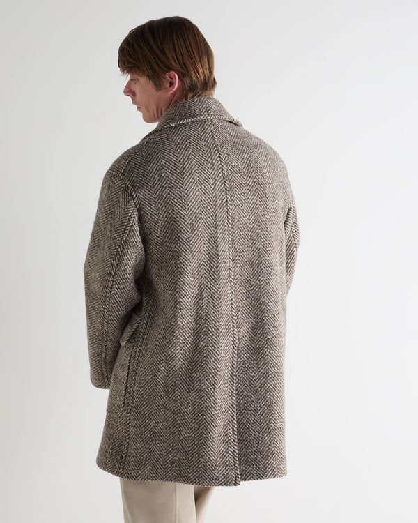 N.peal Men's Herringbone Coat In Brown