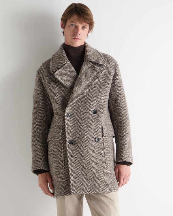 n.peal Men's Herringbone Coat In Brown