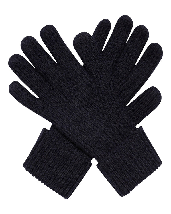 n.peal Men's Ribbed Cashmere Gloves In Navy Blue