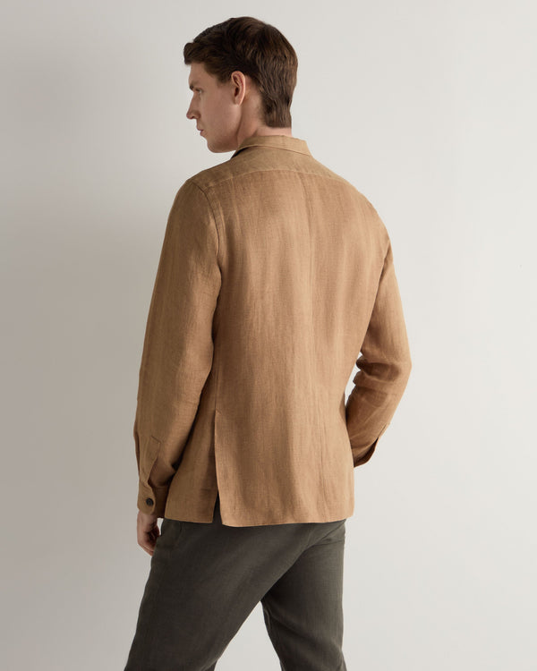 N.peal Men's Safari Linen Jacket In Tan Brown