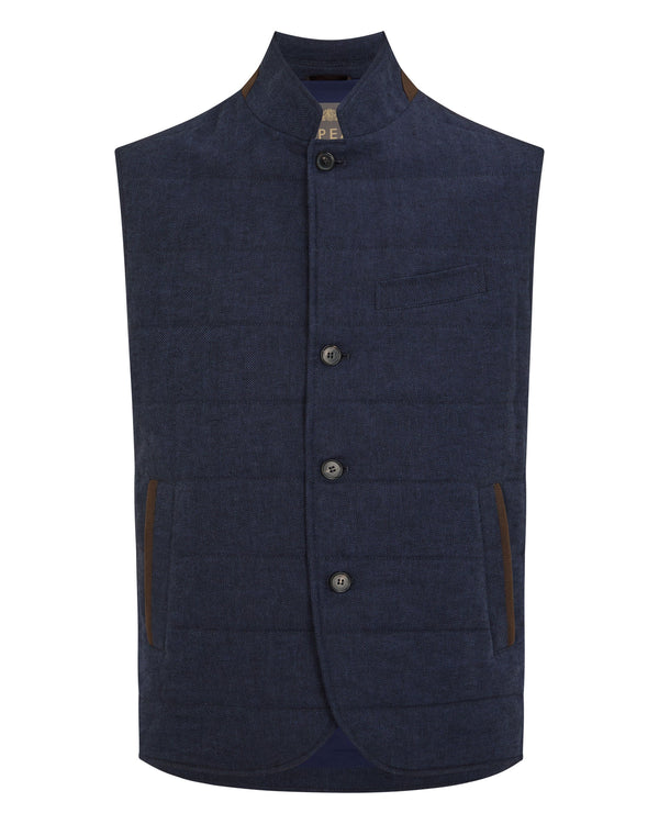 N.peal Men's Seville Linen Gilet In Navy Blue