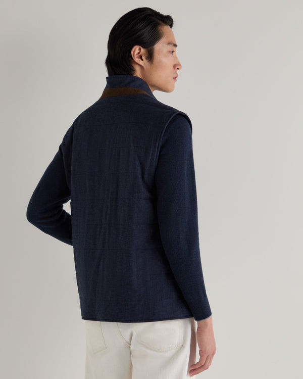 N.peal Men's Seville Linen Gilet In Navy Blue