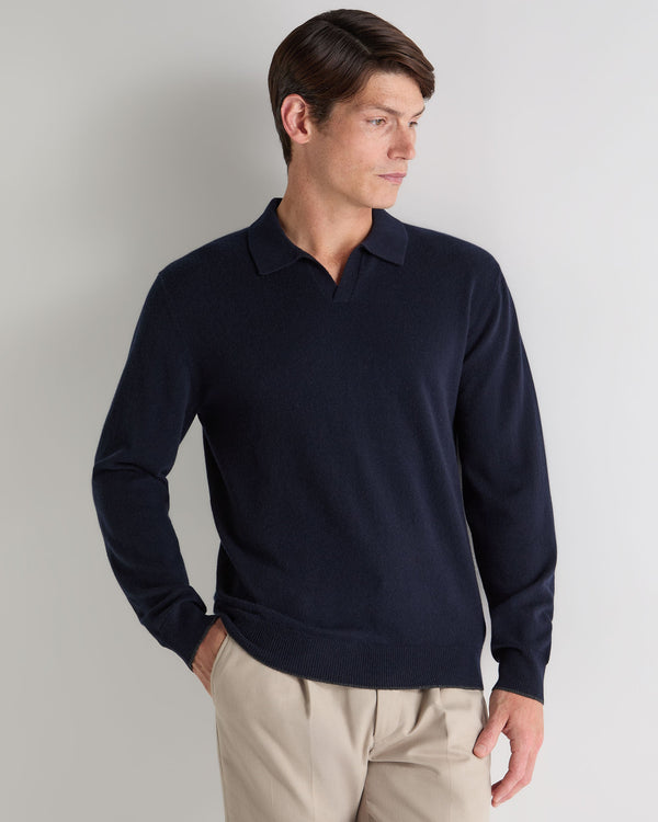 n.peal Men's Sloane Cashmere Polo In Navy Blue