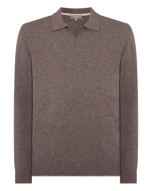 N.peal Men's Sloane Cashmere Polo In Otter Brown