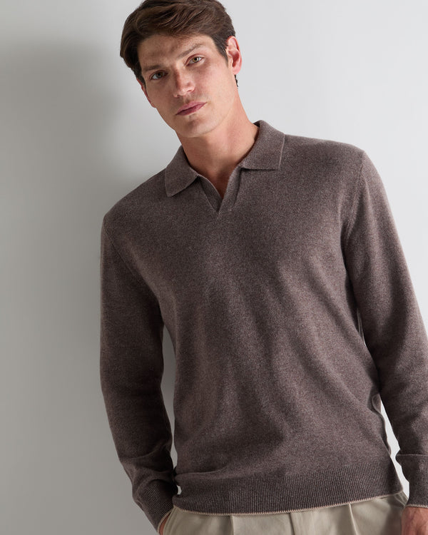 n.peal Men's Sloane Cashmere Polo In Otter Brown