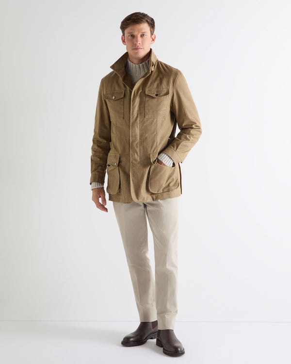 N.peal Men's Wax Jacket In Taupe Brown