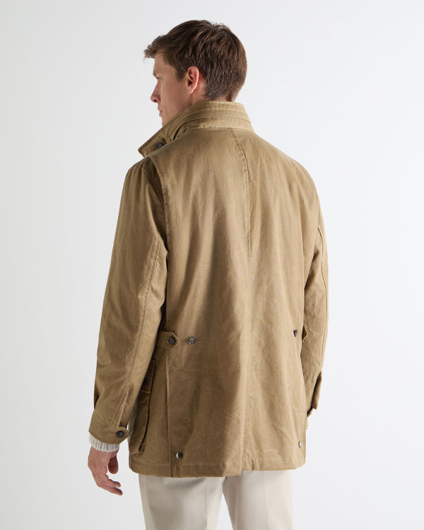 N.peal Men's Wax Jacket In Taupe Brown