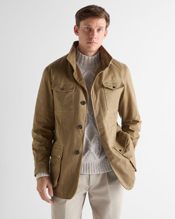 n.peal Men's Wax Jacket In Taupe Brown