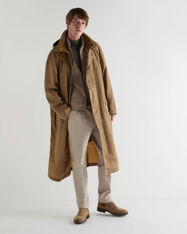 N.peal Men's Wax Riding Coat In Taupe Brown