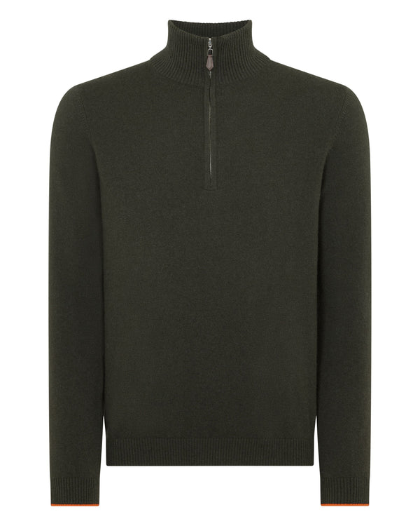 N.peal TUCCI HALF ZIP In Arabica Khaki Green