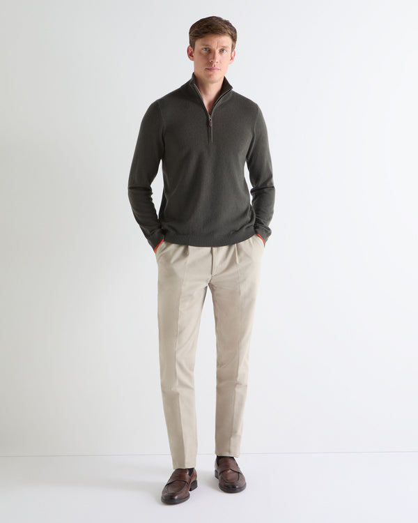 N.peal TUCCI HALF ZIP In Arabica Khaki Green