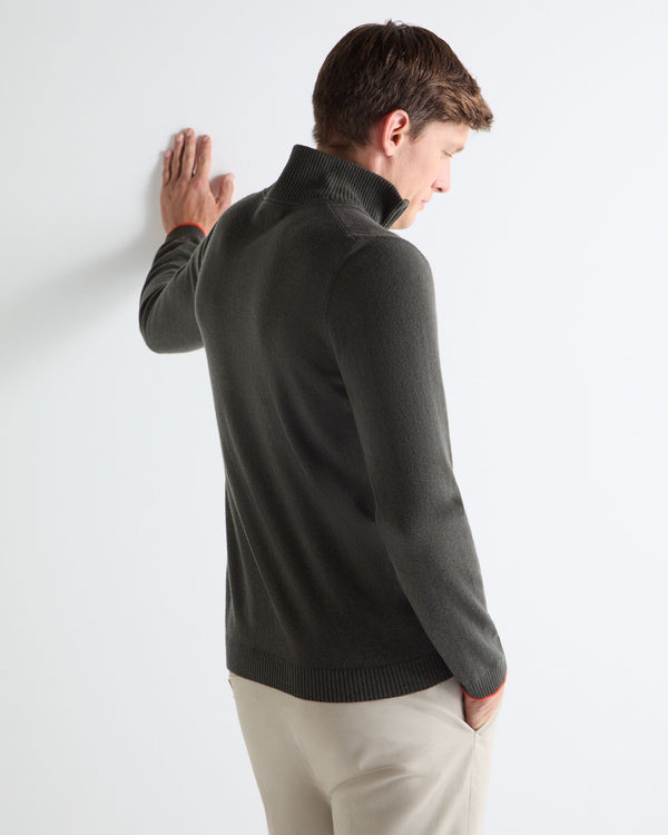 N.peal TUCCI HALF ZIP In Arabica Khaki Green