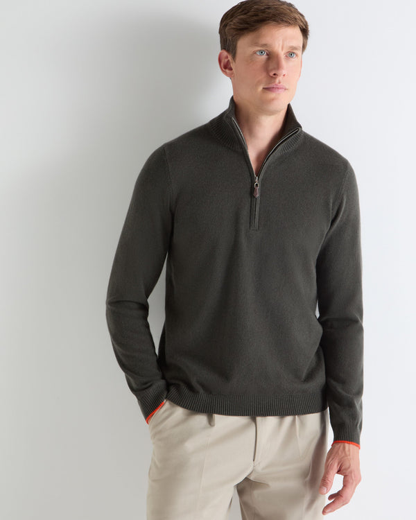 n.peal TUCCI HALF ZIP In Arabica Khaki Green