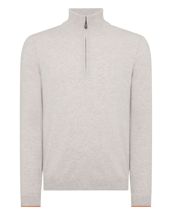 N.peal TUCCI HALF ZIP In Pebble Grey