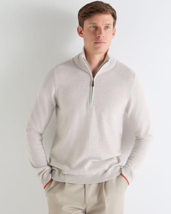 N.peal TUCCI HALF ZIP In Pebble Grey