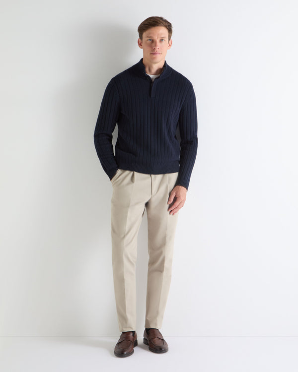 N.peal TUCCI RIB HALF BUTTON SWEATER In Navy Blue