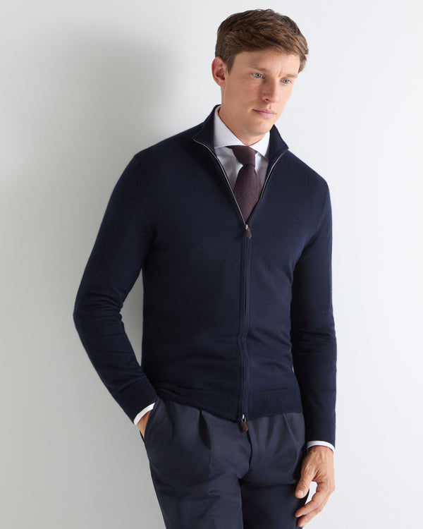 N.peal TUCCI SUPERFINE FULL ZIP In Navy Blue