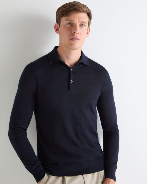 n.peal TUCCI SUPERFINE POLO SHIRT In Navy Blue