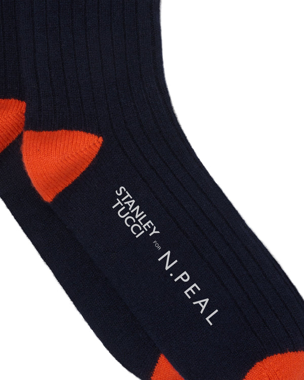 N.peal TUCCI TRAVEL SOCK In Navy Blue + Tucci Orange