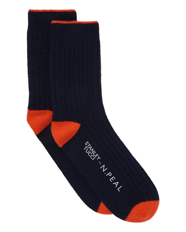 n.peal TUCCI TRAVEL SOCK In Navy Blue + Tucci Orange