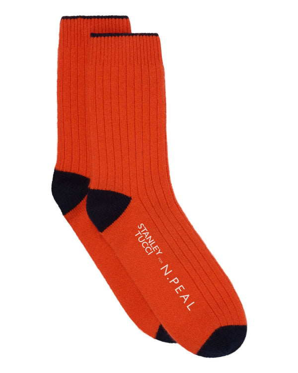 N.peal TUCCI TRAVEL SOCK In Tucci Orange + Navy Blue