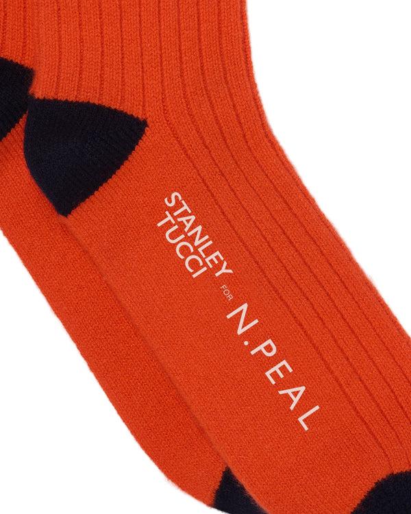 N.peal TUCCI TRAVEL SOCK In Tucci Orange + Navy Blue