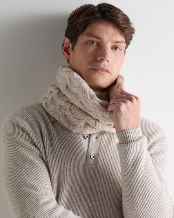 N.peal Unisex Cable Cashmere Snood In Ecru White