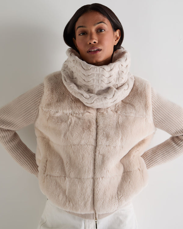 N.peal Unisex Cable Cashmere Snood In Ecru White