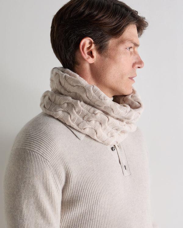 N.peal Unisex Cable Cashmere Snood In Ecru White