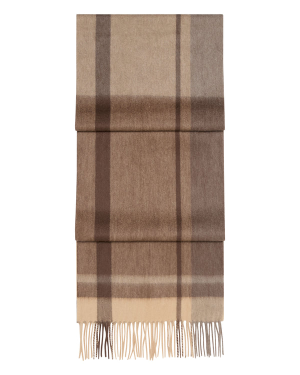 n.peal Unisex Cashmere Check Scarf In Brown + Camel