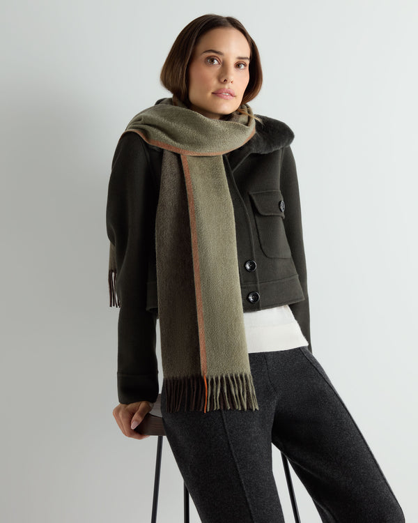 N.peal Unisex Cashmere Check Scarf In Green