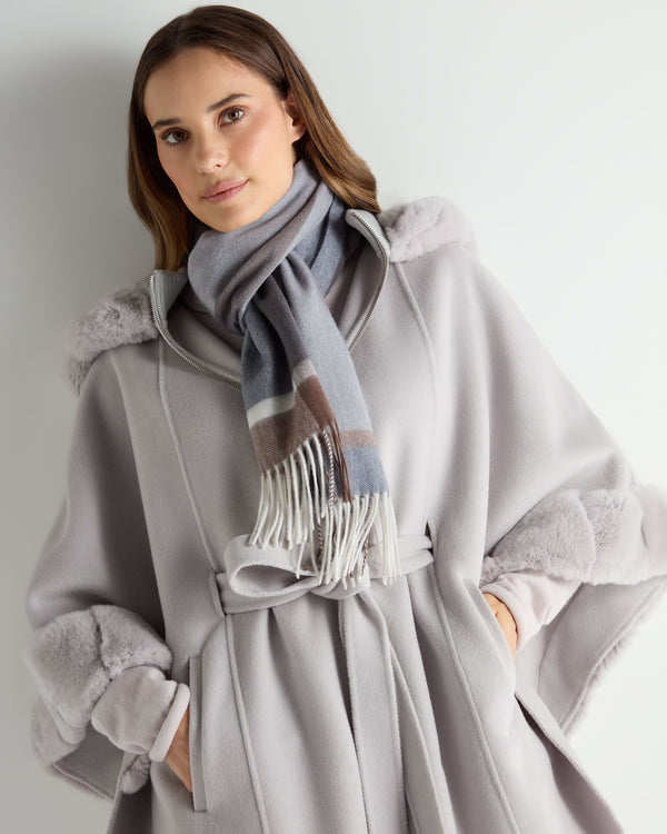 N.peal Unisex Cashmere Check Scarf In Grey + Brown