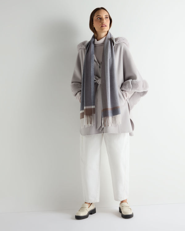 N.peal Unisex Cashmere Check Scarf In Grey + Brown