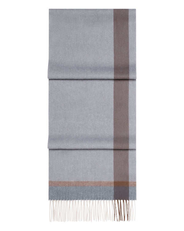 n.peal Unisex Cashmere Check Scarf In Grey + Brown