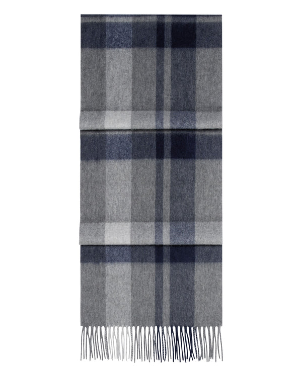 n.peal Unisex Cashmere Check Scarf In Grey + Navy