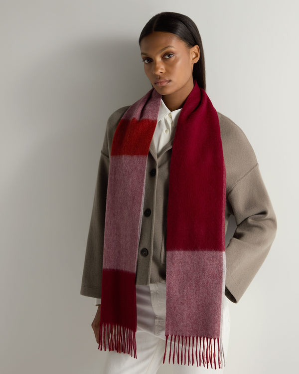 N.peal Unisex Cashmere Check Scarf In Red + Grey