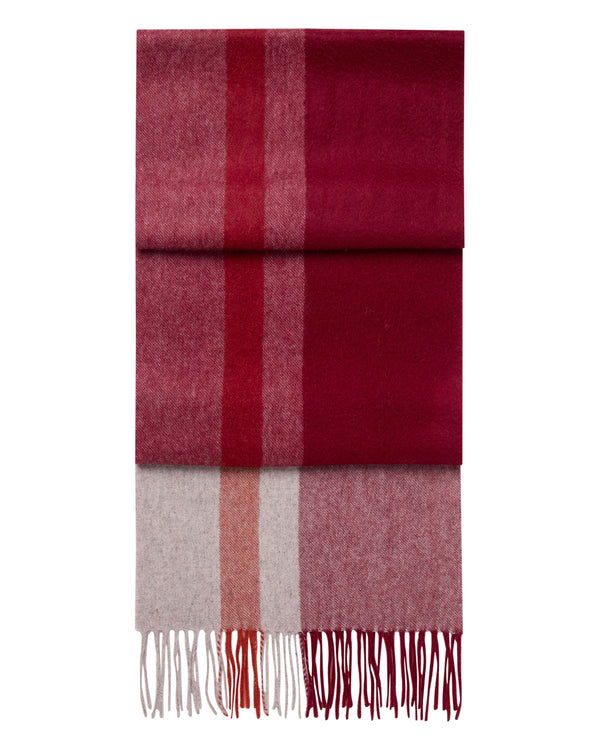 n.peal Unisex Cashmere Check Scarf In Red + Grey