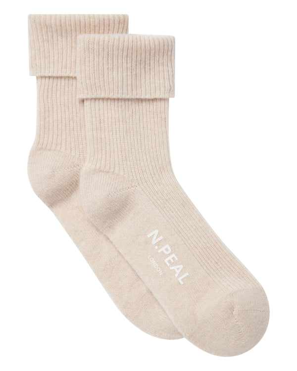 n.peal Unisex Cashmere Rib Bed Socks In Ecru White