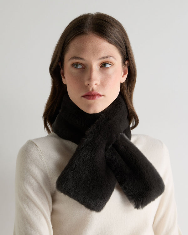 N.peal Unisex Fur Neckwarmer In Dark Charcoal Grey