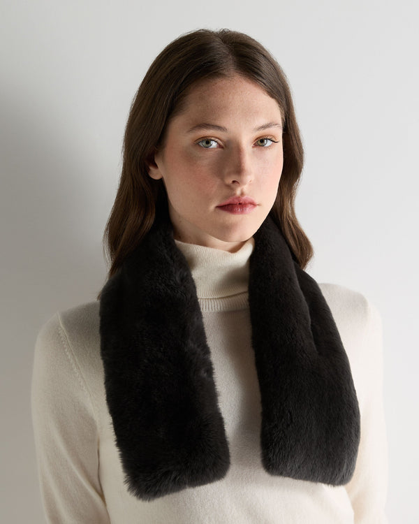 N.peal Unisex Fur Neckwarmer In Dark Charcoal Grey