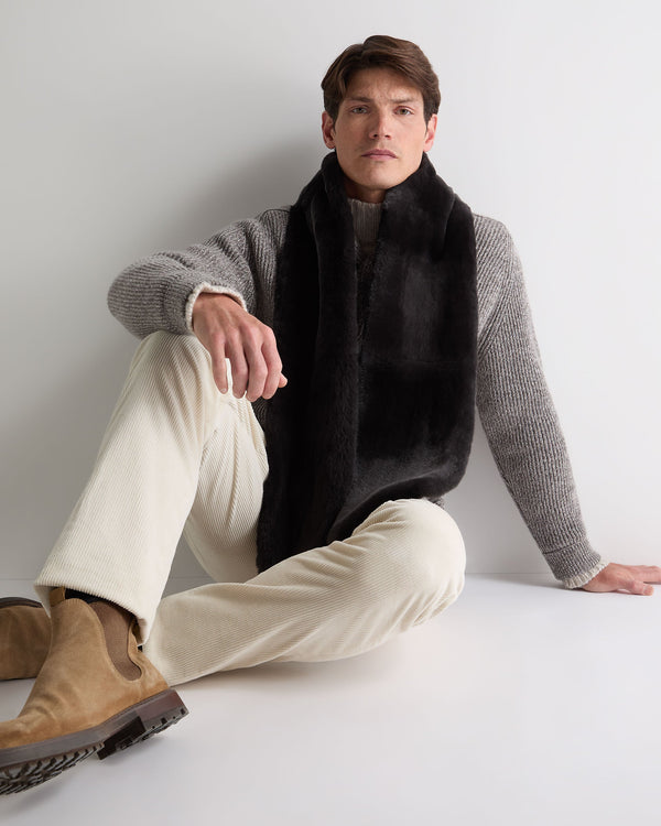 N.peal Unisex Long Fur Scarf In Chocolate Brown