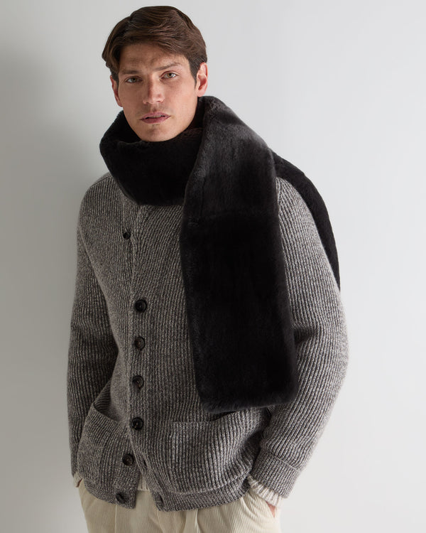 N.peal Unisex Long Fur Scarf In Chocolate Brown