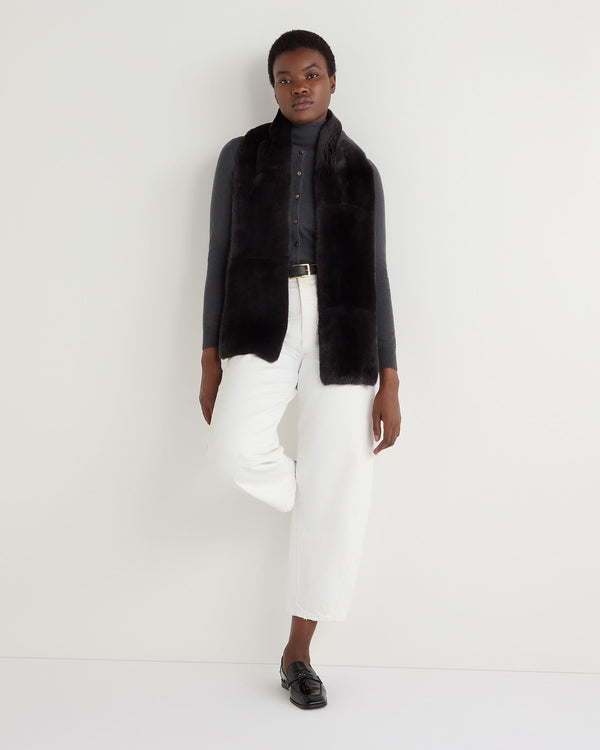 N.peal Unisex Long Fur Scarf In Dark Charcoal Grey