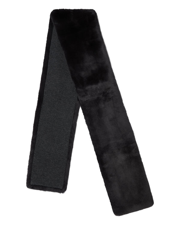 n.peal Unisex Long Fur Scarf In Dark Charcoal Grey